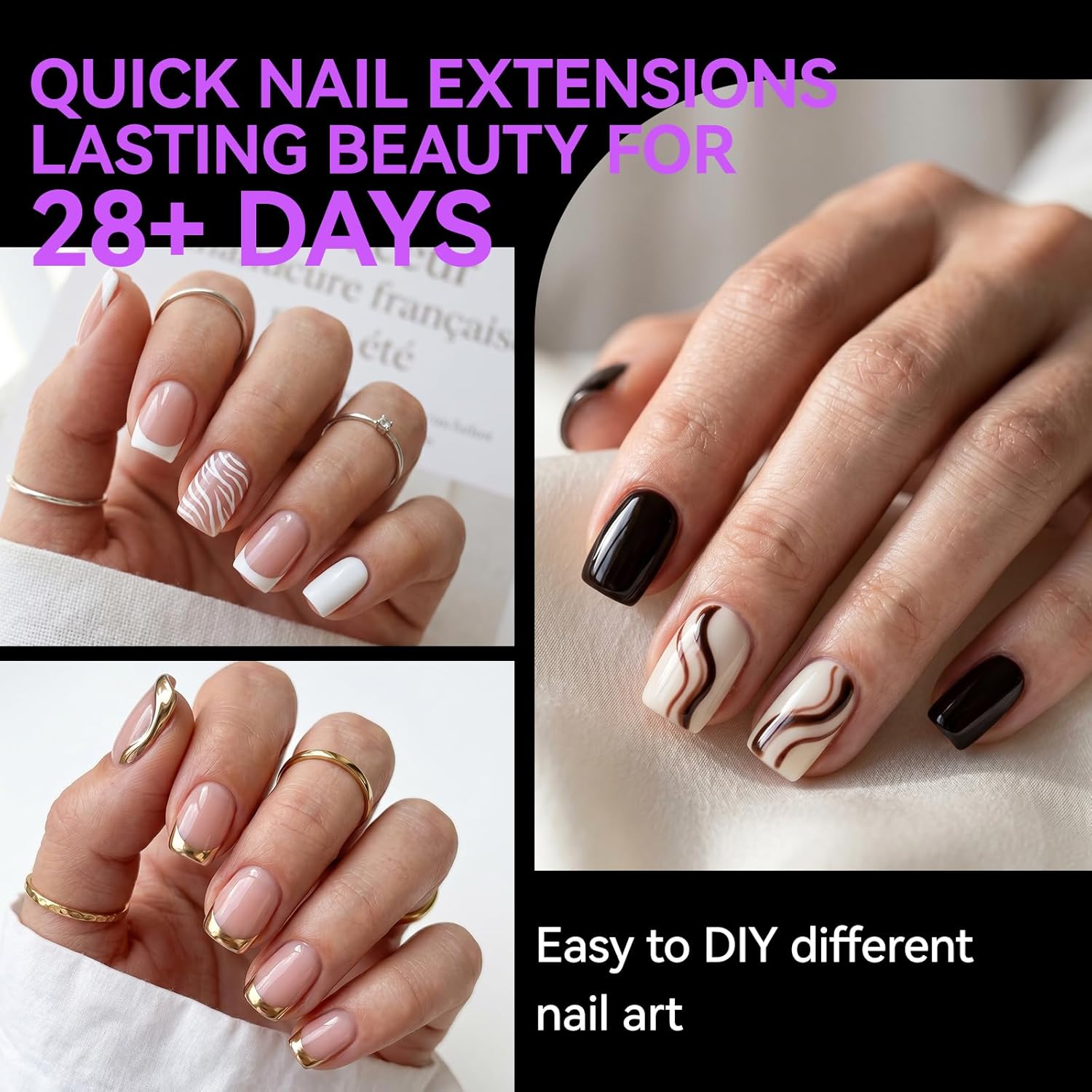 Detalle 2 de Gelike ec Extra Kurze Quadrat Nagel Tips (Soft Gel Full Cover) – XXS Short Square, 240 Stück in 12 Größen
