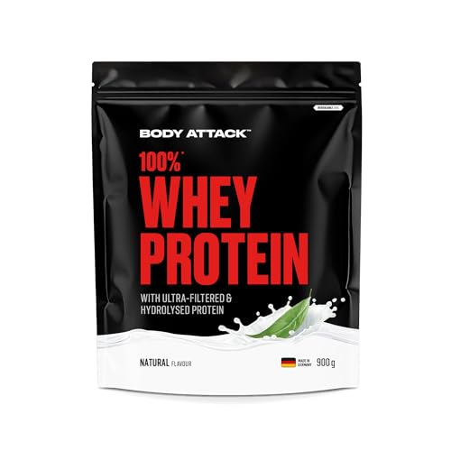 Detalle de Body Attack 100% Whey Protein Natural – 900 g: Cremiges Eiweißpulver aus Deutschland für Muskelaufbau