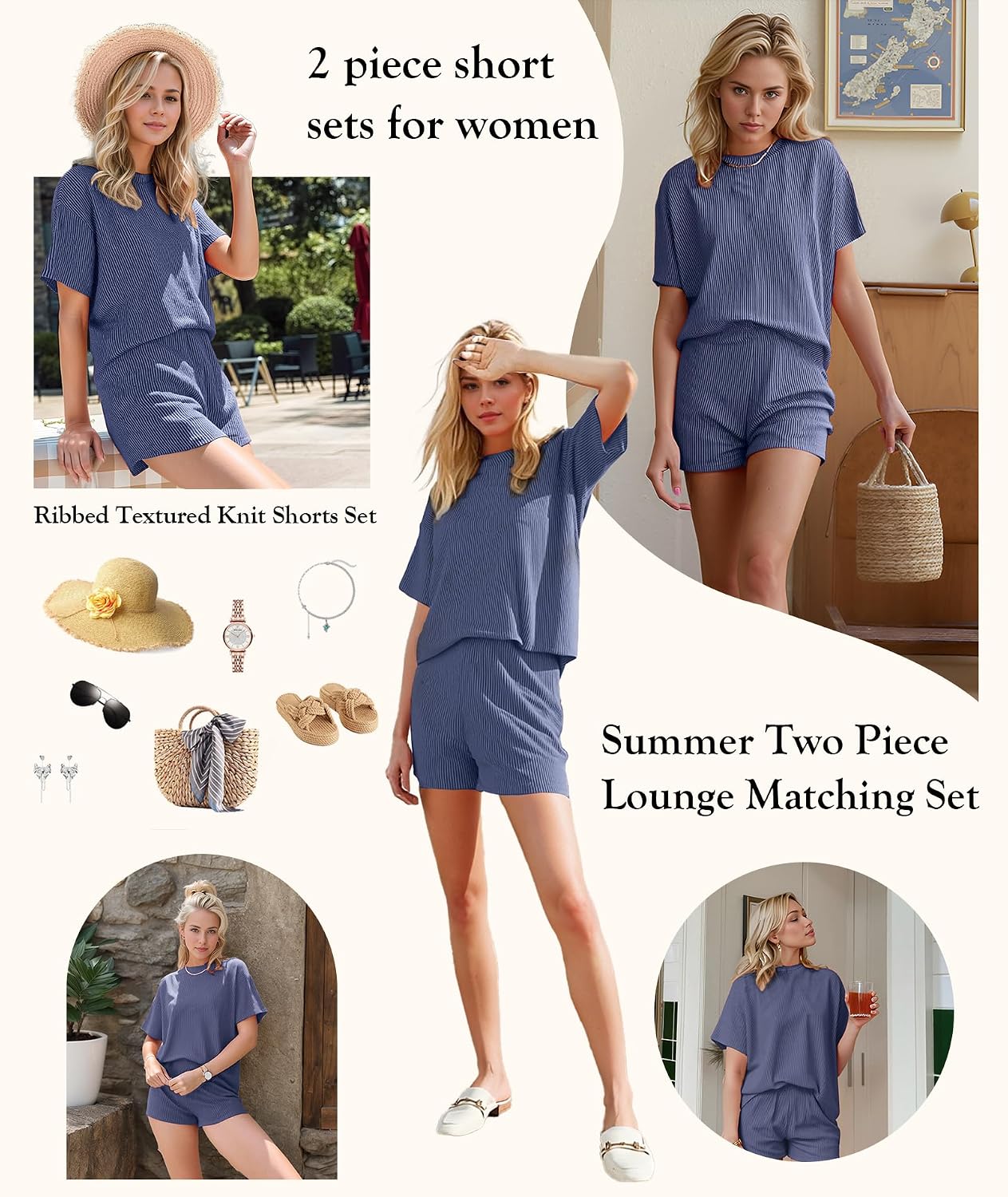 Detalle de MARZXIN Two-Piece Summer Set for Women: Loose-Fit Ribbed Knit Comfort