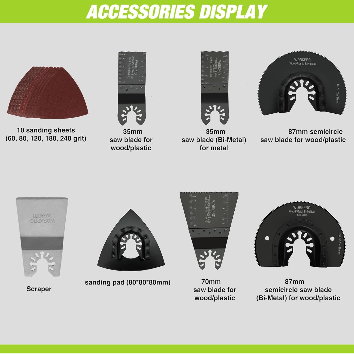 Thumbnail 4 de WORKPRO 300W Oscillating Multi-Tool Kit with 7 Speeds (15,000–23,000 RPM) and 17-Piece Accessories