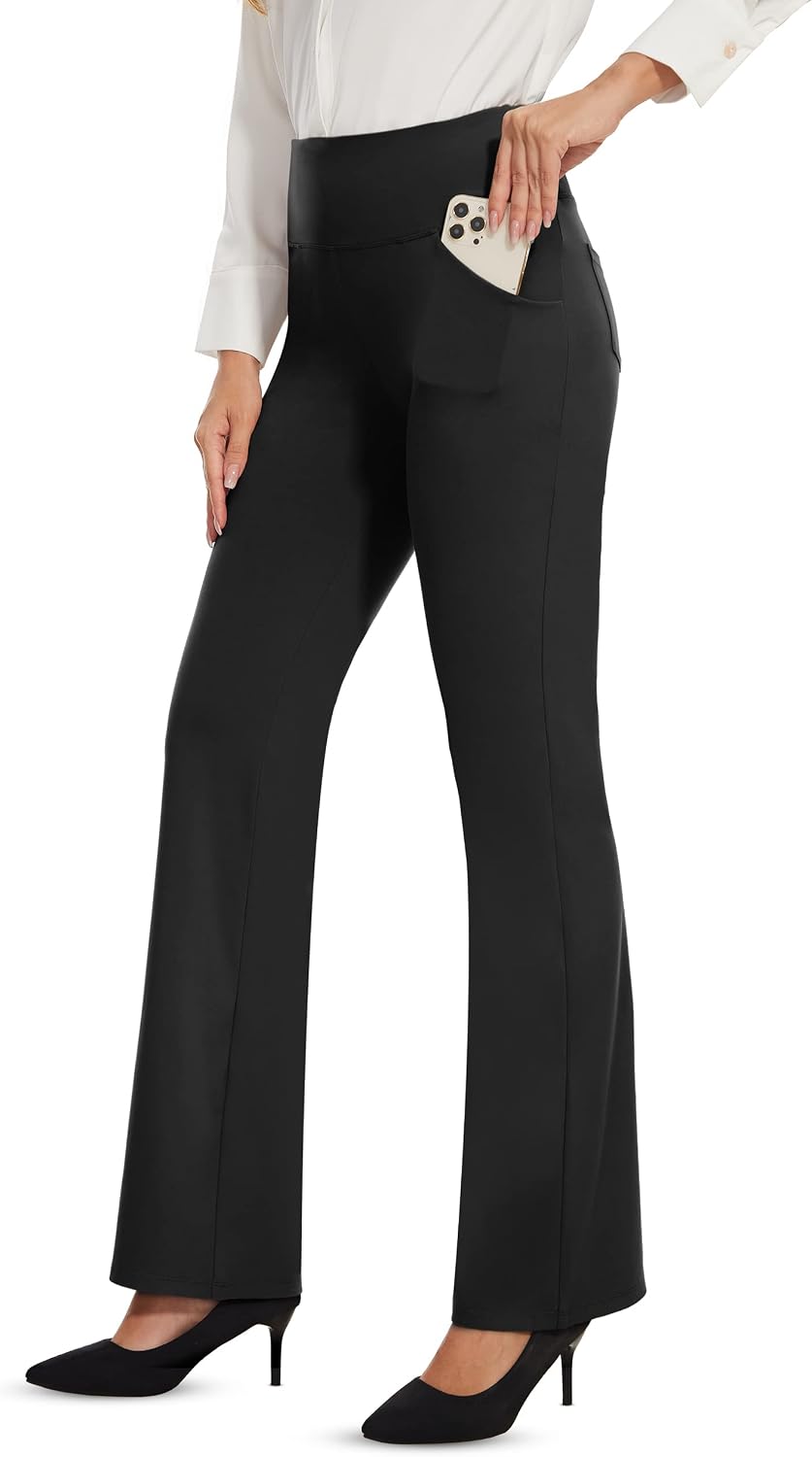 Detalle de Desol Bootcut Flare yogabyxor med hög midja, stretch och fyra fickor