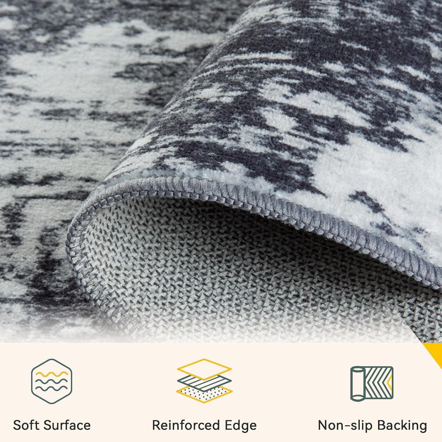 Thumbnail 2 de RELEANY Washable Area Rug 5'x7': Non-Slip Modern Abstract Comfort for Busy Homes