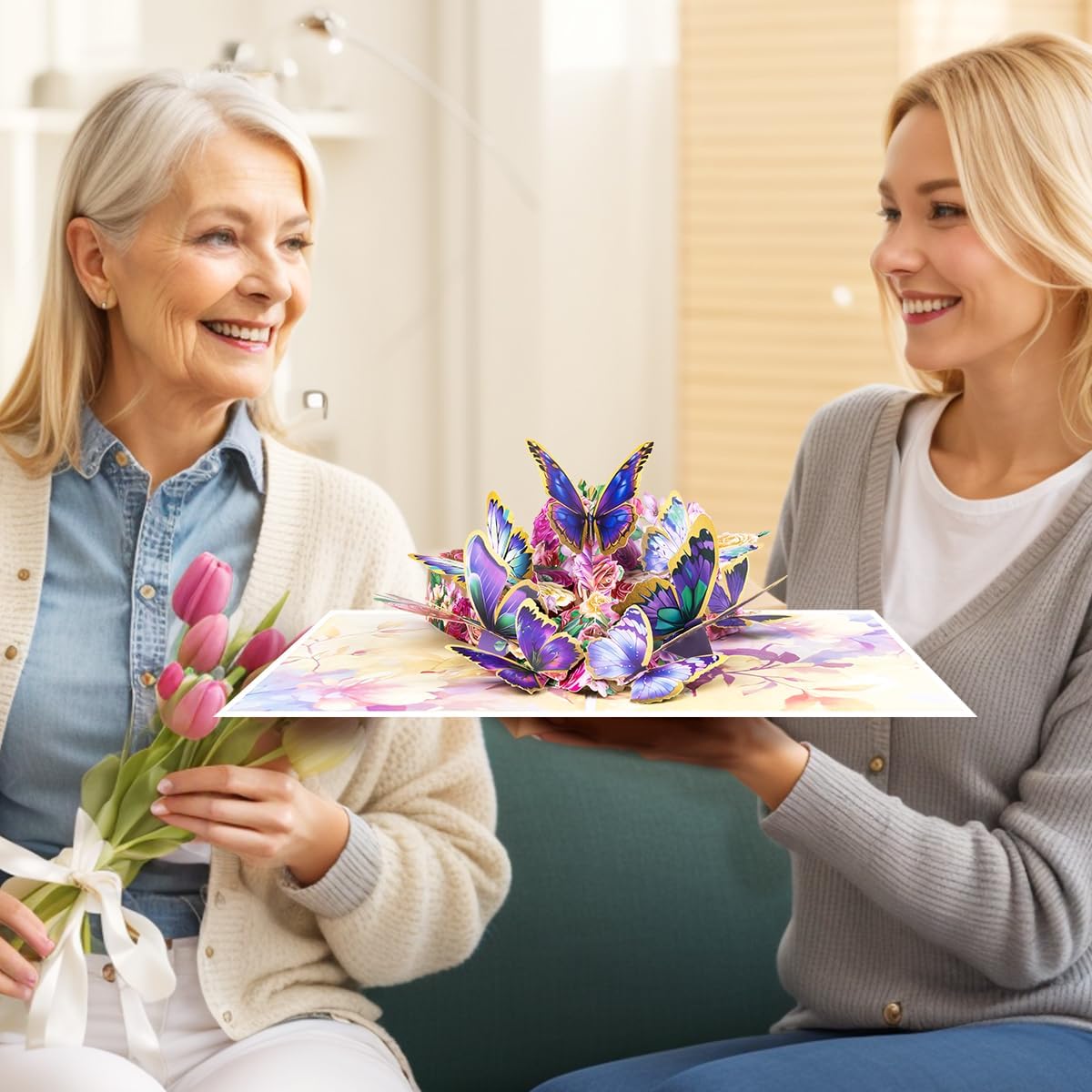 Detalle de CNLITIHEKA Rose Butterfly Pop Up Card for Women