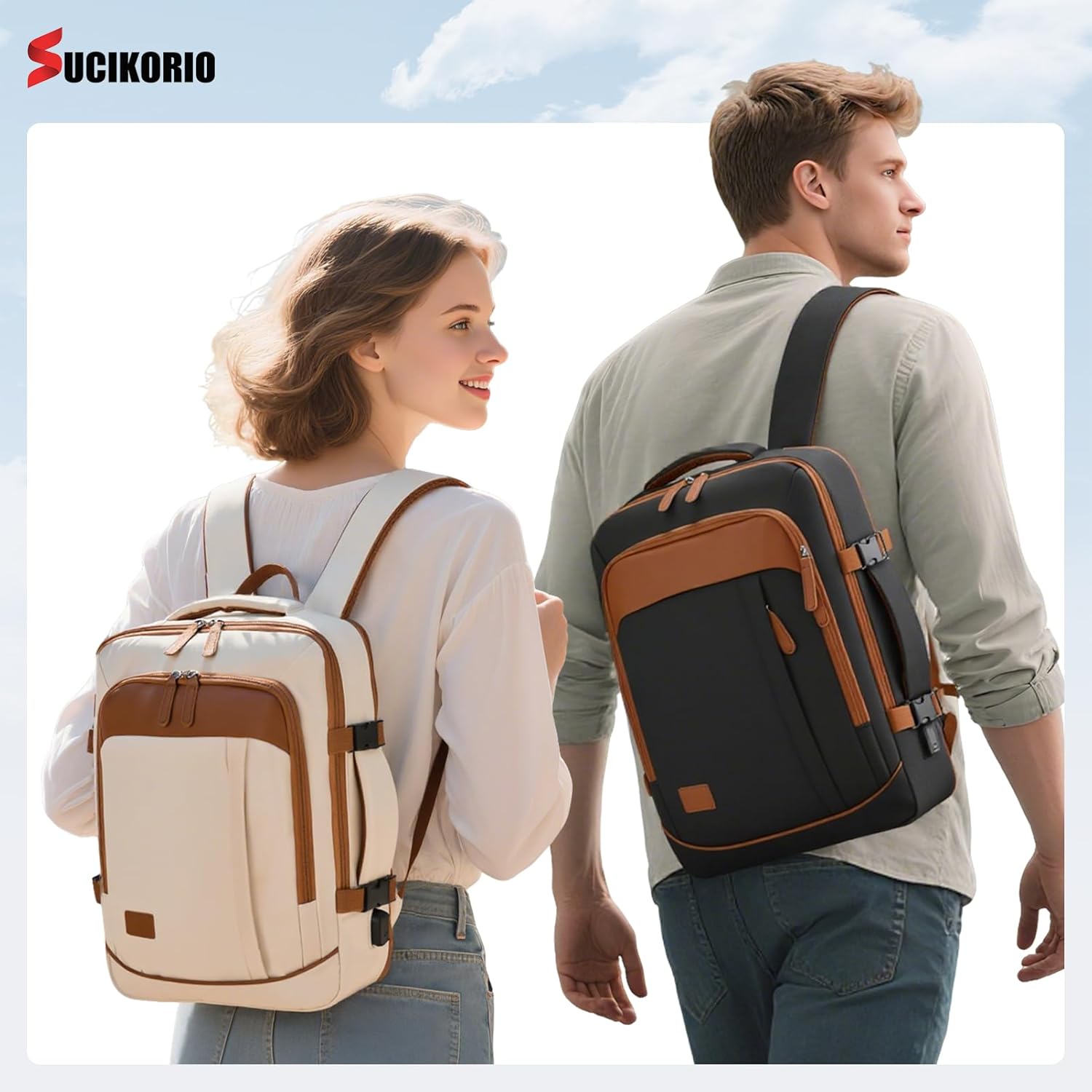 Thumbnail 6 de SUCIKORIO 40x30x10cm Lufthansa Expandable Travel Backpack – Underseat Cabin Bag with Wet Bag & 3 Small Pouches
