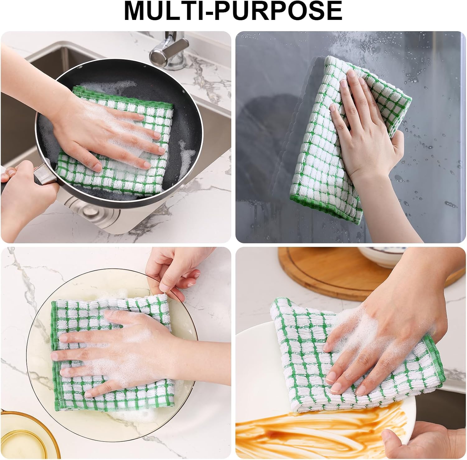 Detalle 2 de Kitinjoy Cotton Dish Cloths 8 Pack 12x12 🧽