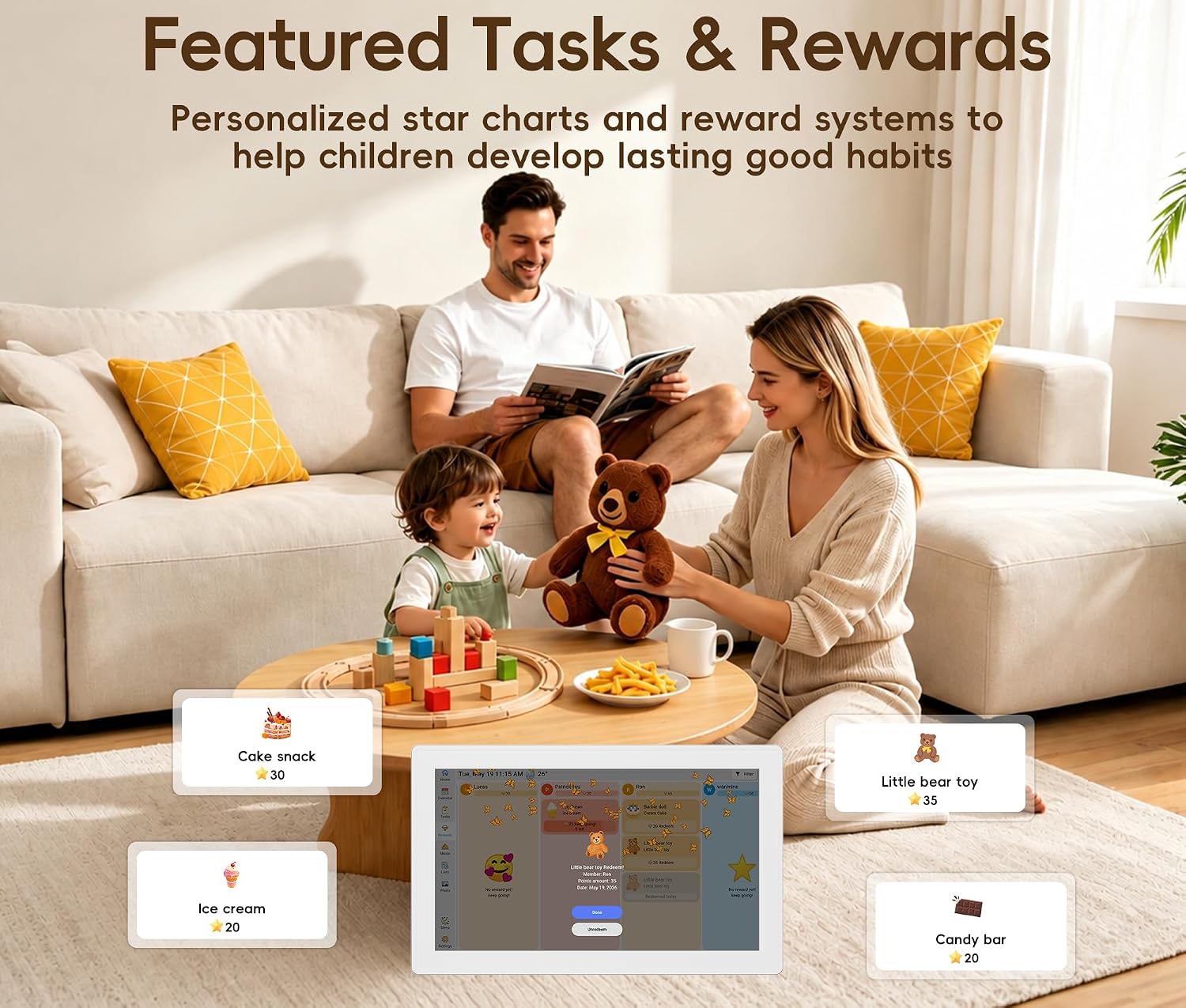 Detalle de Nexrary 10.1-Inch Smart Family Digital Calendar and Chore Chart