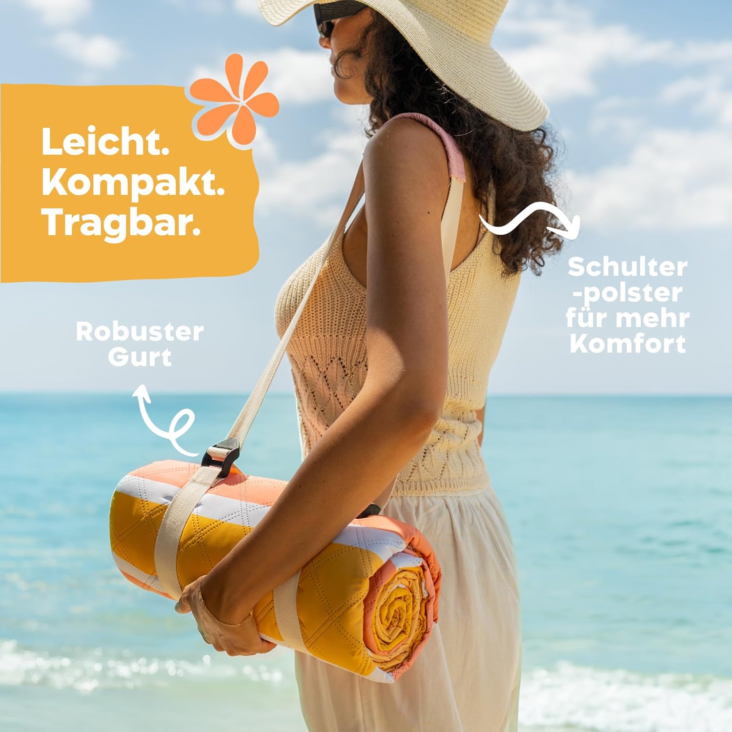 Thumbnail 4 de Twinzee Picknickdecke 200 x 200 cm wasserdicht – gepolstert, waschbar & kompakt