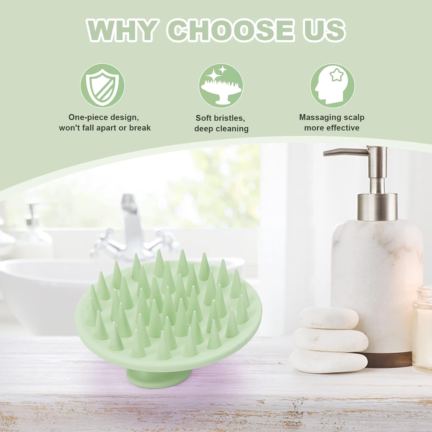 Thumbnail 5 de Meartchy 700f3d1f-b198-4ac8-8092-71400bbd1942 Silicone Scalp Massager Brush, Grass Green