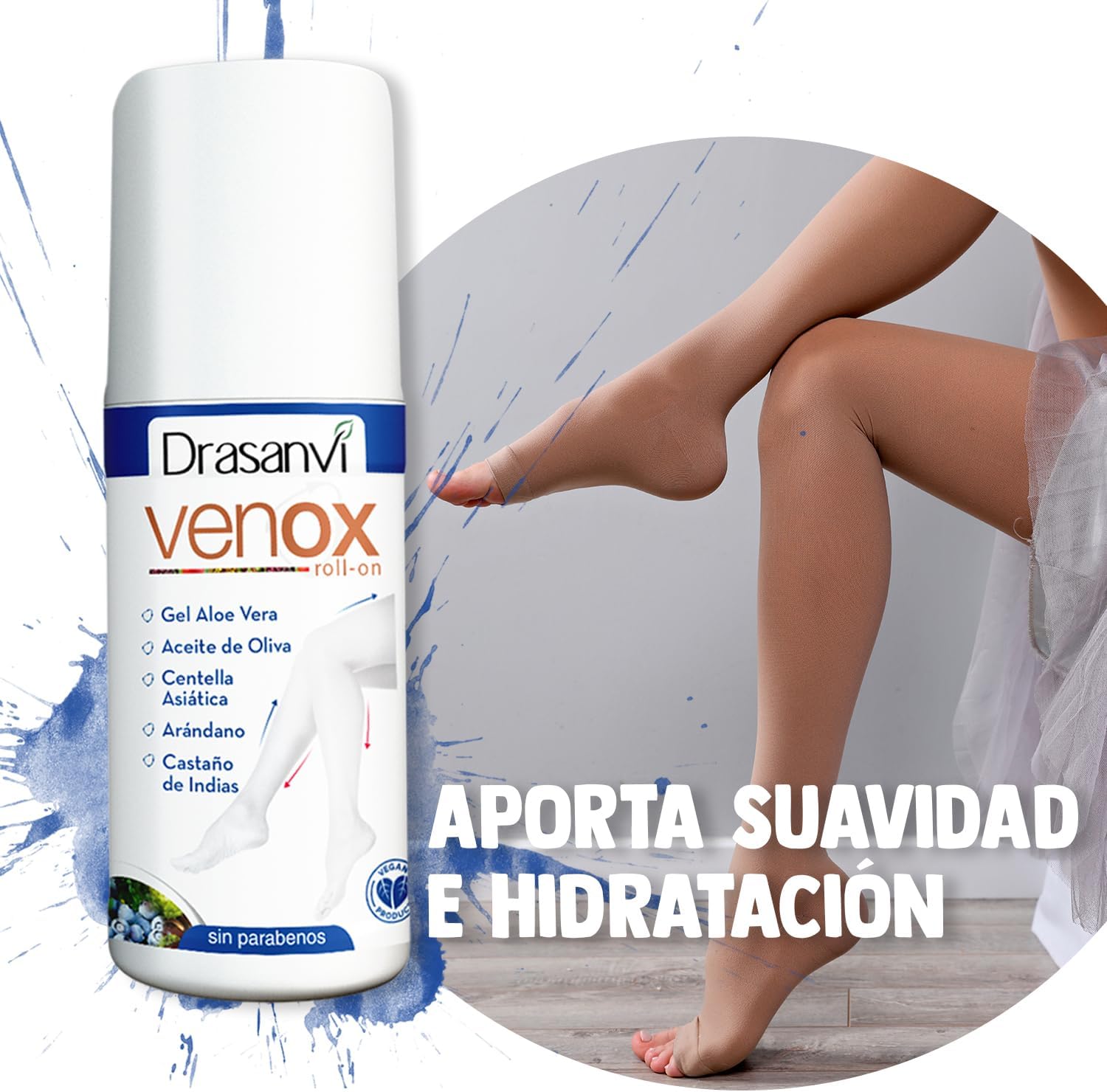 Detalle de Drasanvi Venox Roll-On Vegano con Aloe, Menta y Castaño de Indias