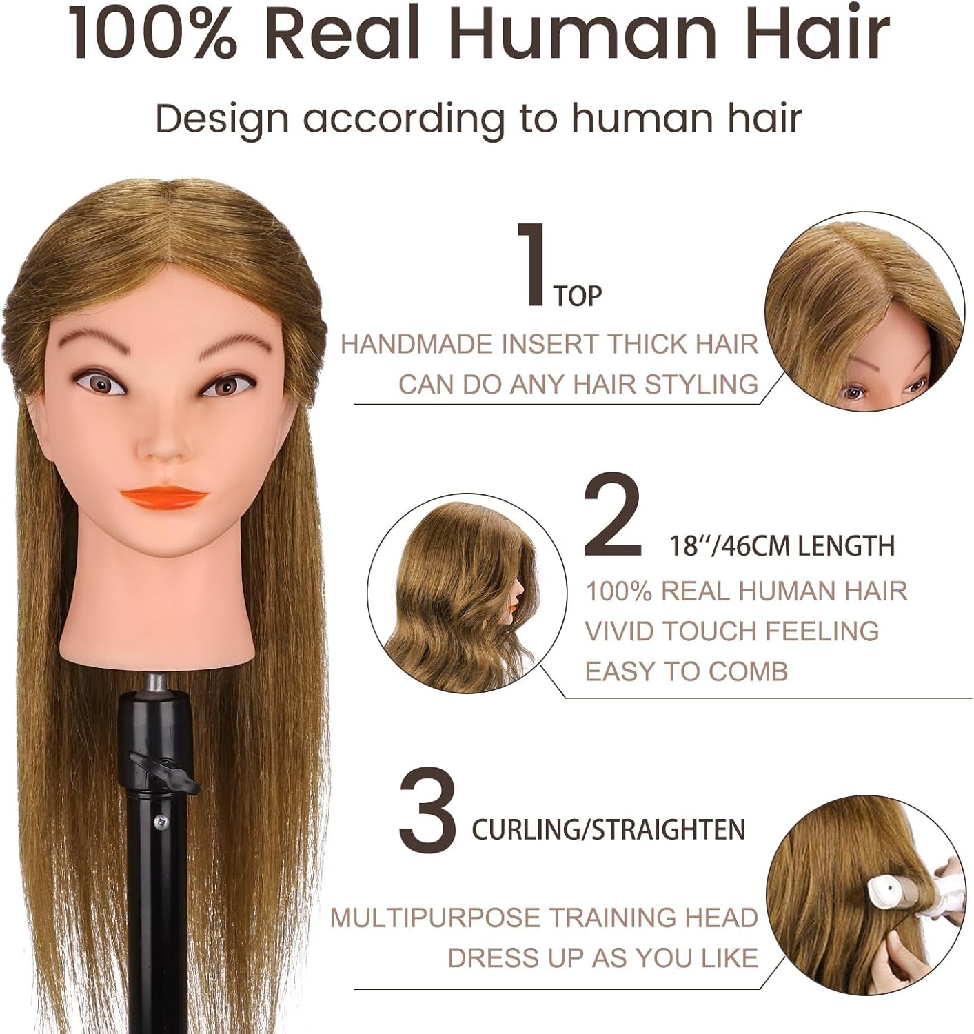 Thumbnail 3 de TopDirect Cabeza Maniquí 18/46 cm pelo humano