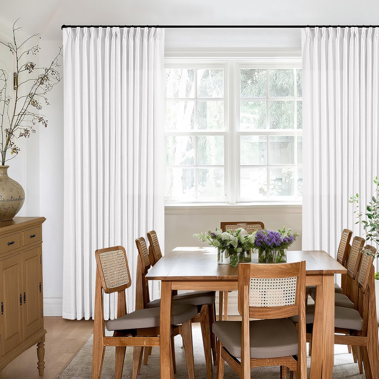 Thumbnail 5 de Linen Cotton Pleated Curtains 96 in, 2 Panels 🪟