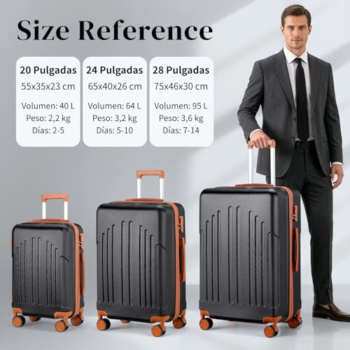 Detalle de LEADZM Maletas de Viaje Grandes 23 Kilos XL 75 cm – Negro/Marrón