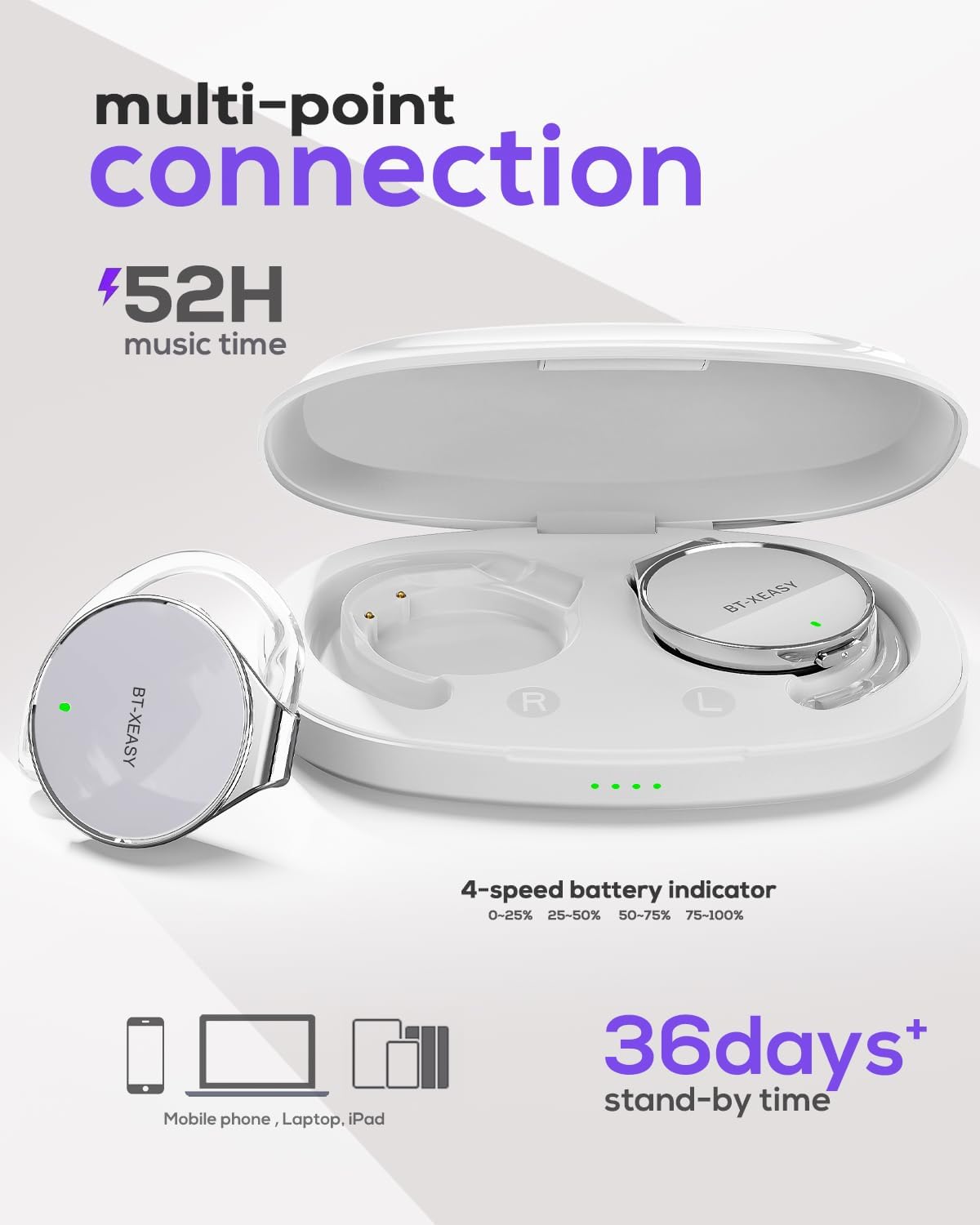 Thumbnail 4 de Micool BT-X Easy Bluetooth On Ear Kopfhörer 18 h