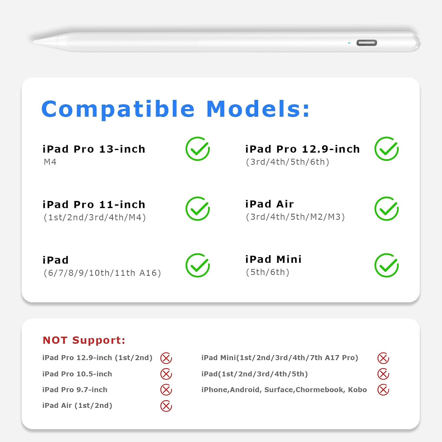 Thumbnail 1 de TQQ Pencil for iPad (2018–2026): Pixel-Perfect Precision with Tilt Sensitivity and Fast Charge