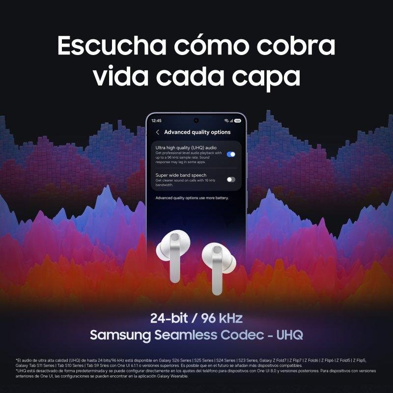 Detalle de Samsung Galaxy Buds4 Pro: Auriculares inalámbricos con IA y cancelación de ruido (Blanco)