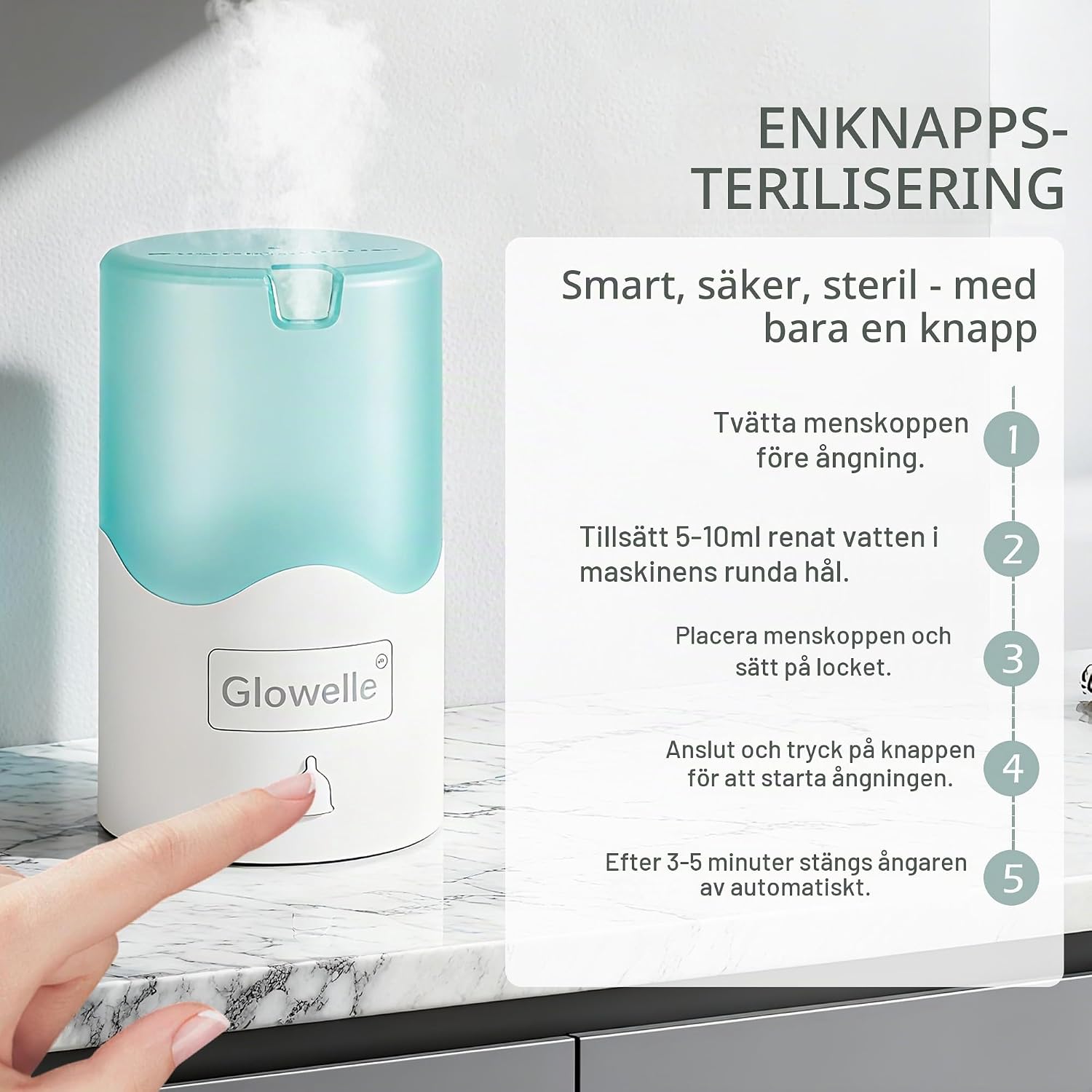 Thumbnail 6 de Glowelle SJK002 menstruationsskiva med ångsterilisator, två storlekar