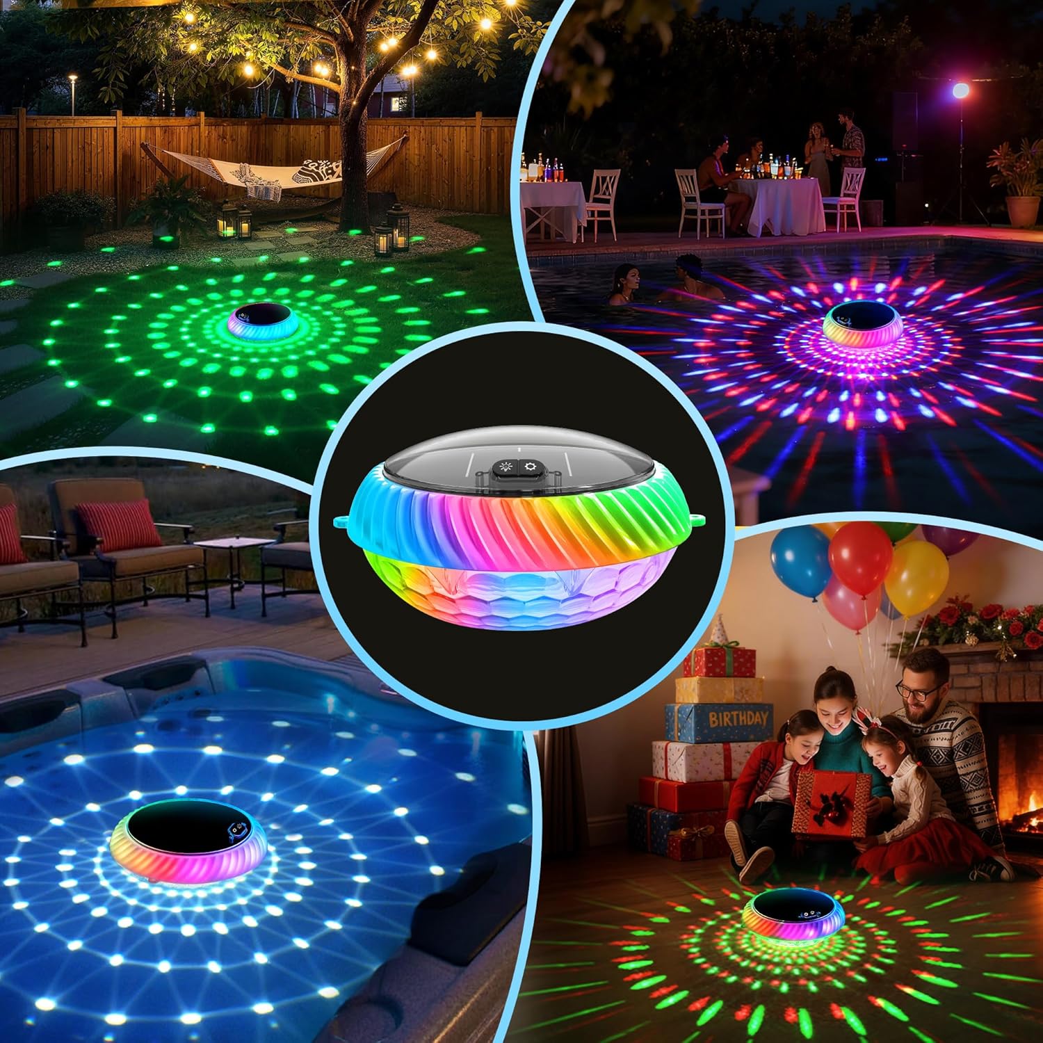 Thumbnail 6 de AearKing Lumière Piscine Flottante avec Télécommande — Éclairage LED RGB Solaire IP68