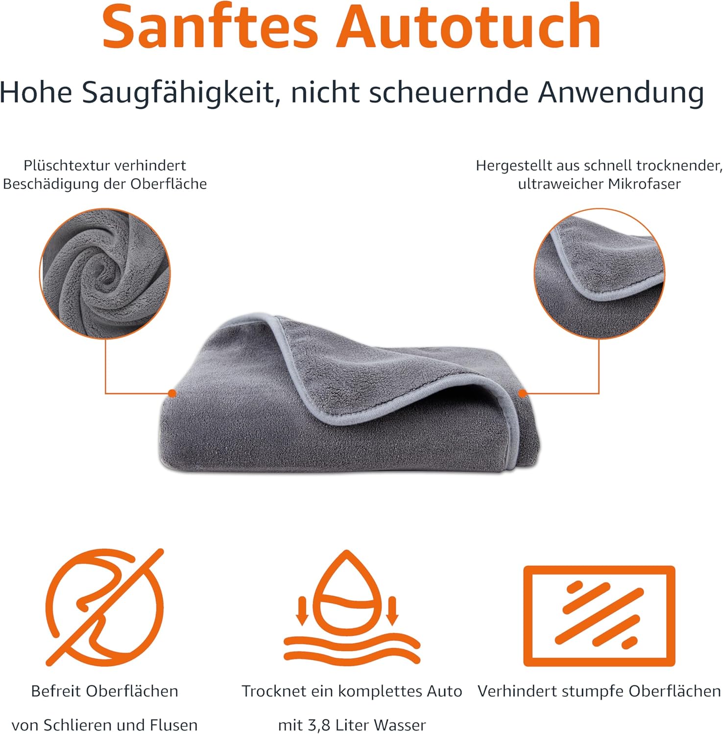 Thumbnail 1 de Amazon Basics Mikrofaser Autotrocknungstuch | Extra Groß 91x64 cm, schnelltrocknend, kratzfrei