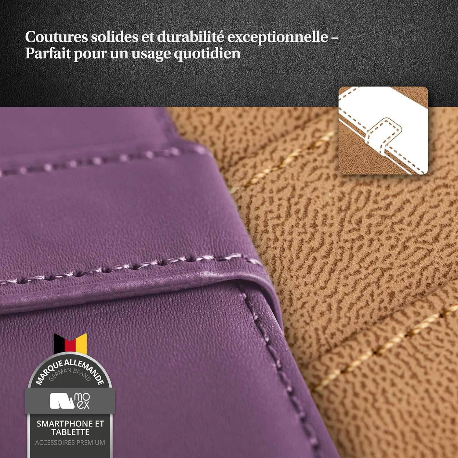 Detalle de moex Étui à Rabat 360° pour Samsung Galaxy A5 (2016) – Indigo-Violet