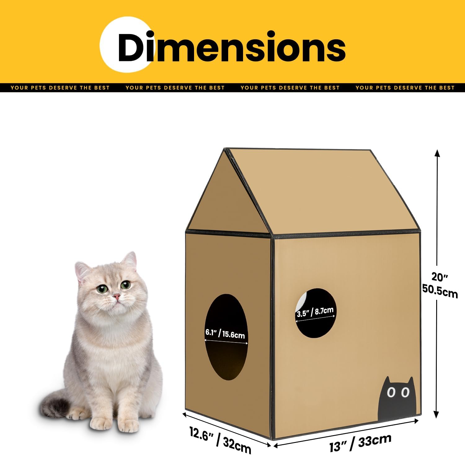 Detalle de 2-in-1 Cat House with Corrugated Scratching Board: Indoor Cave and Scratcher in 2 Sizes