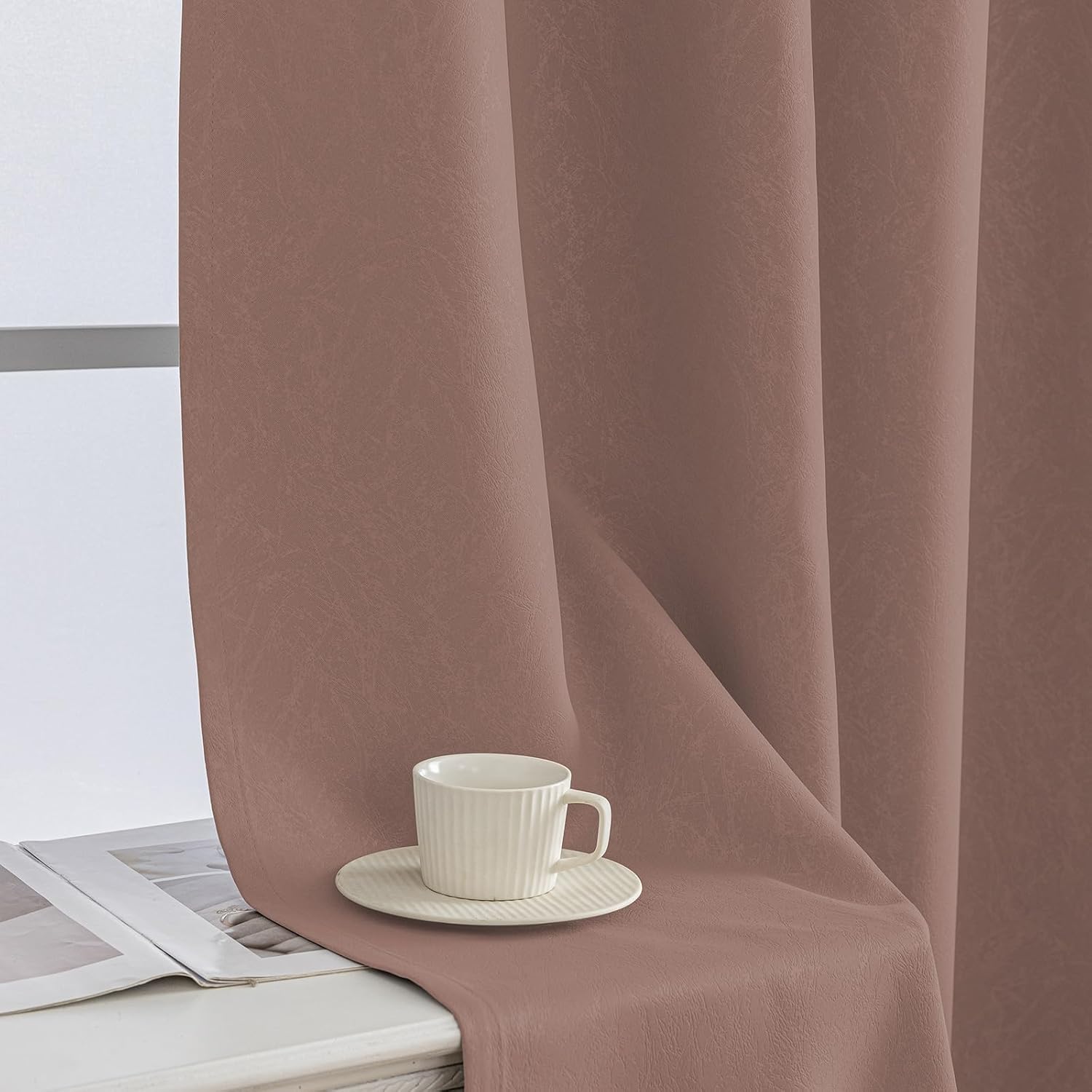 Thumbnail 5 de Ystyle Lot de 2 rideaux occultants 140x240 cm à œillets, anti-froid, anti-chaleur et anti-UV (rosa selvatica)