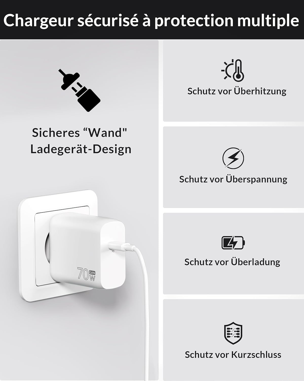 Thumbnail 3 de 70-W-USB-C-Netzteil für MacBook: 2M Ladekabel (70W) für MacBook Air/Pro, iPad & iPhone
