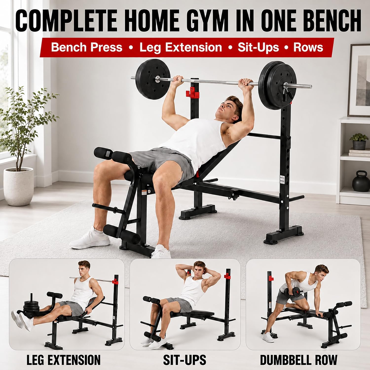 Thumbnail 4 de MAIDOMA 5786R Weight Bench Set with Squat Rack and Folding Leg Developer