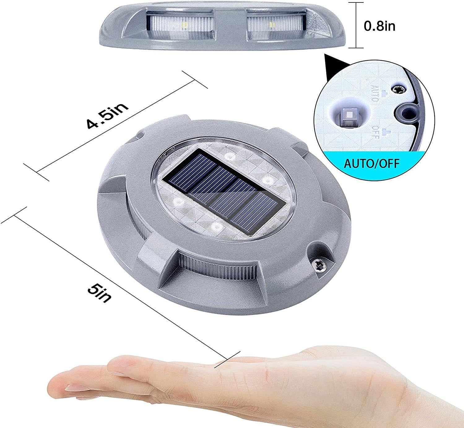 Detalle de Siedinlar Solar Deck Lights Outdoor 4 Pack (Blue) – Waterproof Ground Lights for Pathway, Driveway, Steps and Dock