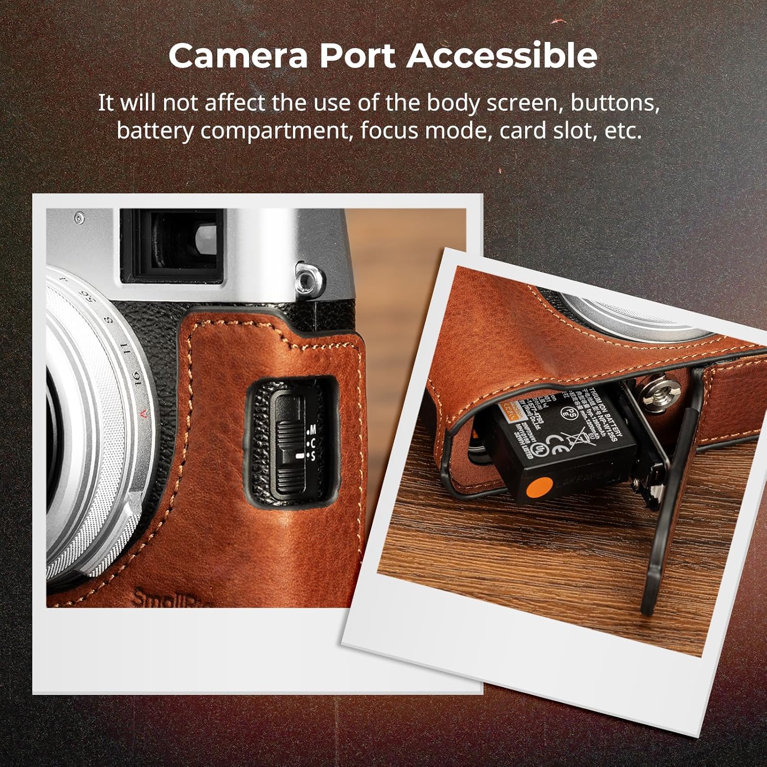 Thumbnail 4 de SmallRig X100VI Half Leather Case Kit (Brown) with Shoulder Strap, Aluminium Alloy Frame – 4699