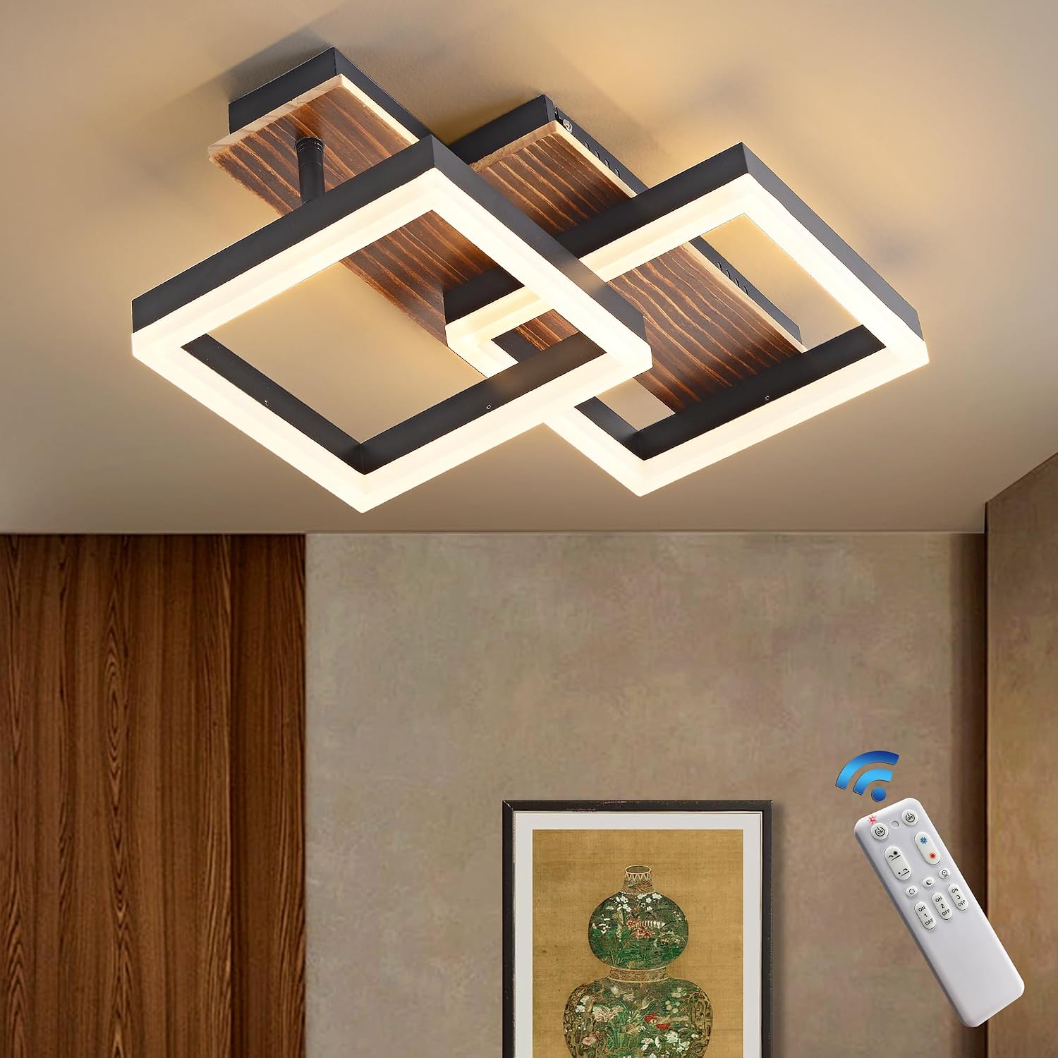 Detalle de Meloweel LED Deckenlampe Holz