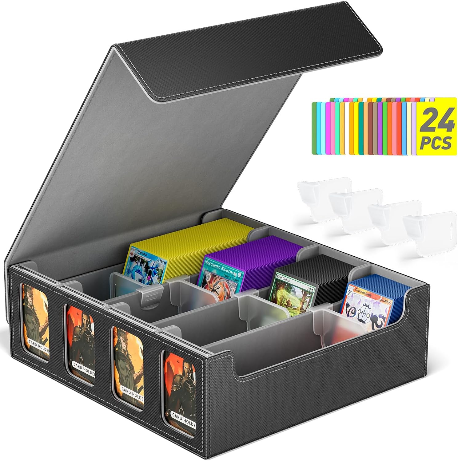 Detalle de Hot Bee MTG Deck Box: 2400+ Card Storage in PU Leather with Magnetic Closure