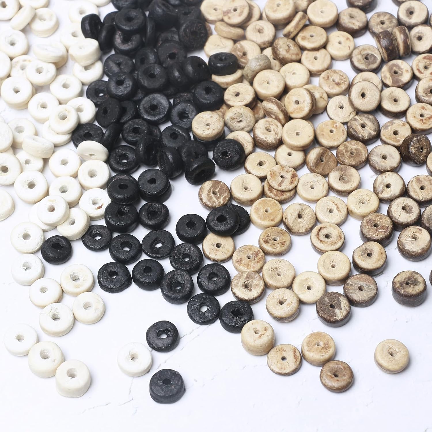 Detalle de woodeni ココナッツシェルビーズ 8mm 4連セット 4色ミックス 穴径2mm