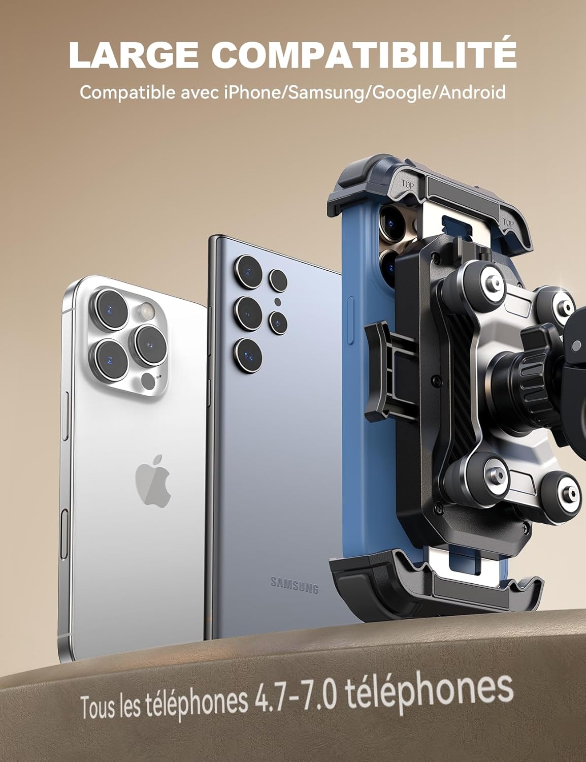 Detalle 2 de JOYROOM Support de téléphone pour moto et vélo — double amortissement, ouverture en un clic et rotatif 360° pour iPhone 17