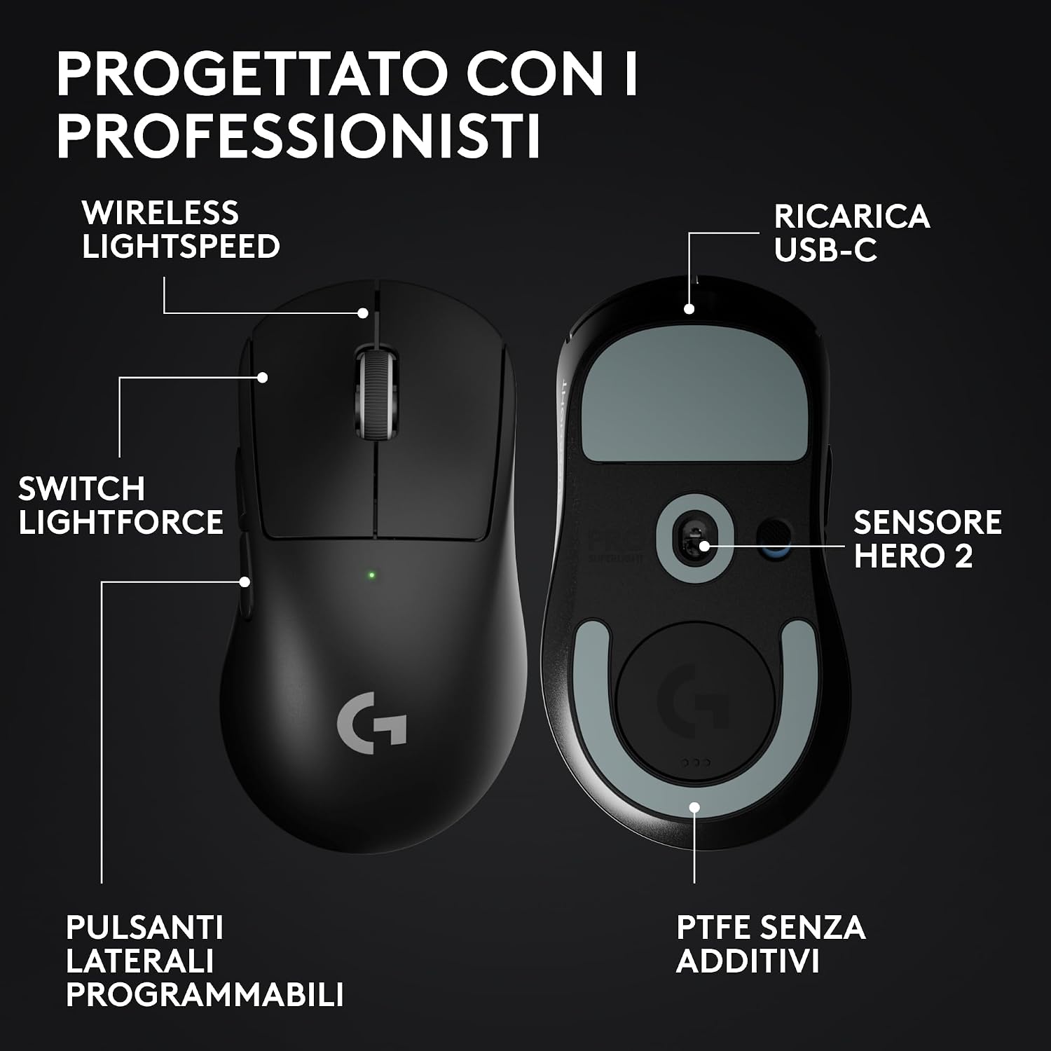 Thumbnail 5 de Logitech G PRO X SUPERLIGHT 2 DEX LIGHTSPEED: mouse da gaming wireless leggero e preciso (60 g) per veri pro