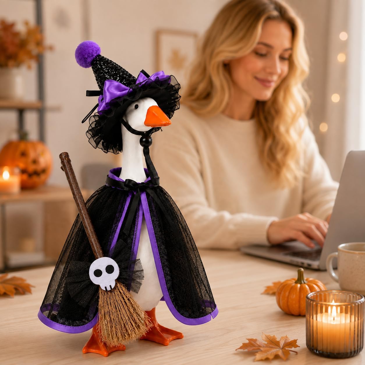Thumbnail 6 de SECVOY Desk Goose Halloween Outfits, 7-Inch Purple Witch Costume Set