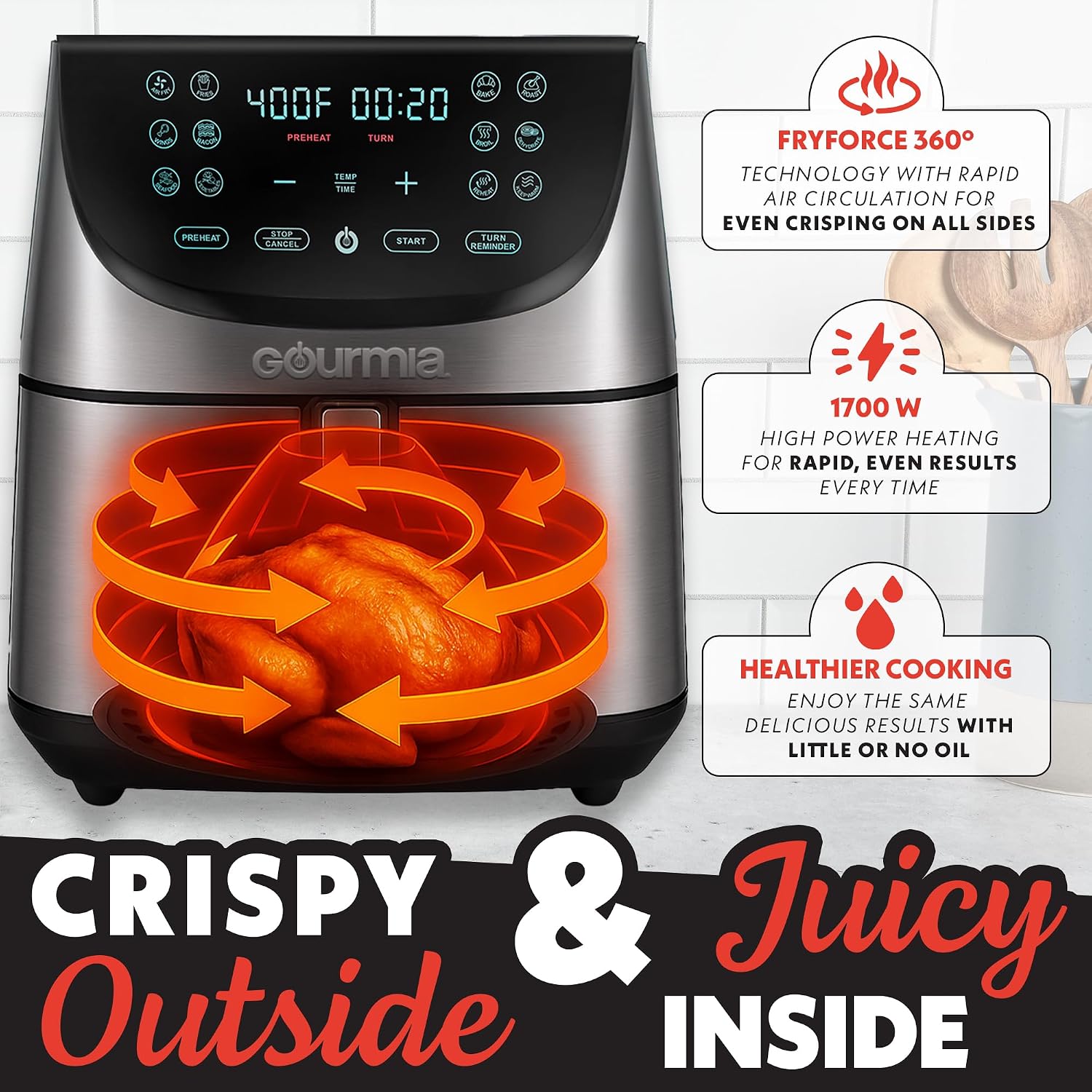 Thumbnail 3 de Gourmia Air Fryer 8 Qt