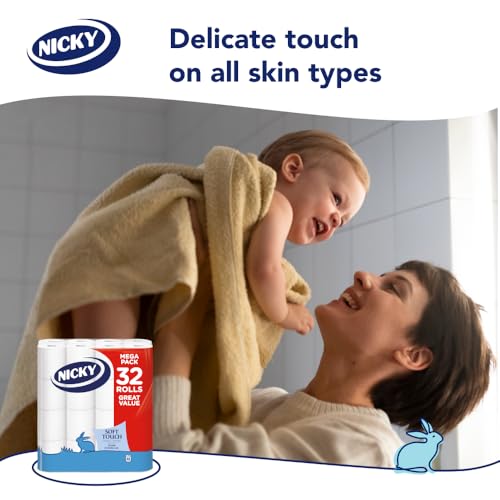 Detalle 2 de Nicky Soft Touch Toilet Tissue 32 Rolls of 190-Sheet 2-Ply – Gentle, Embossed Comfort