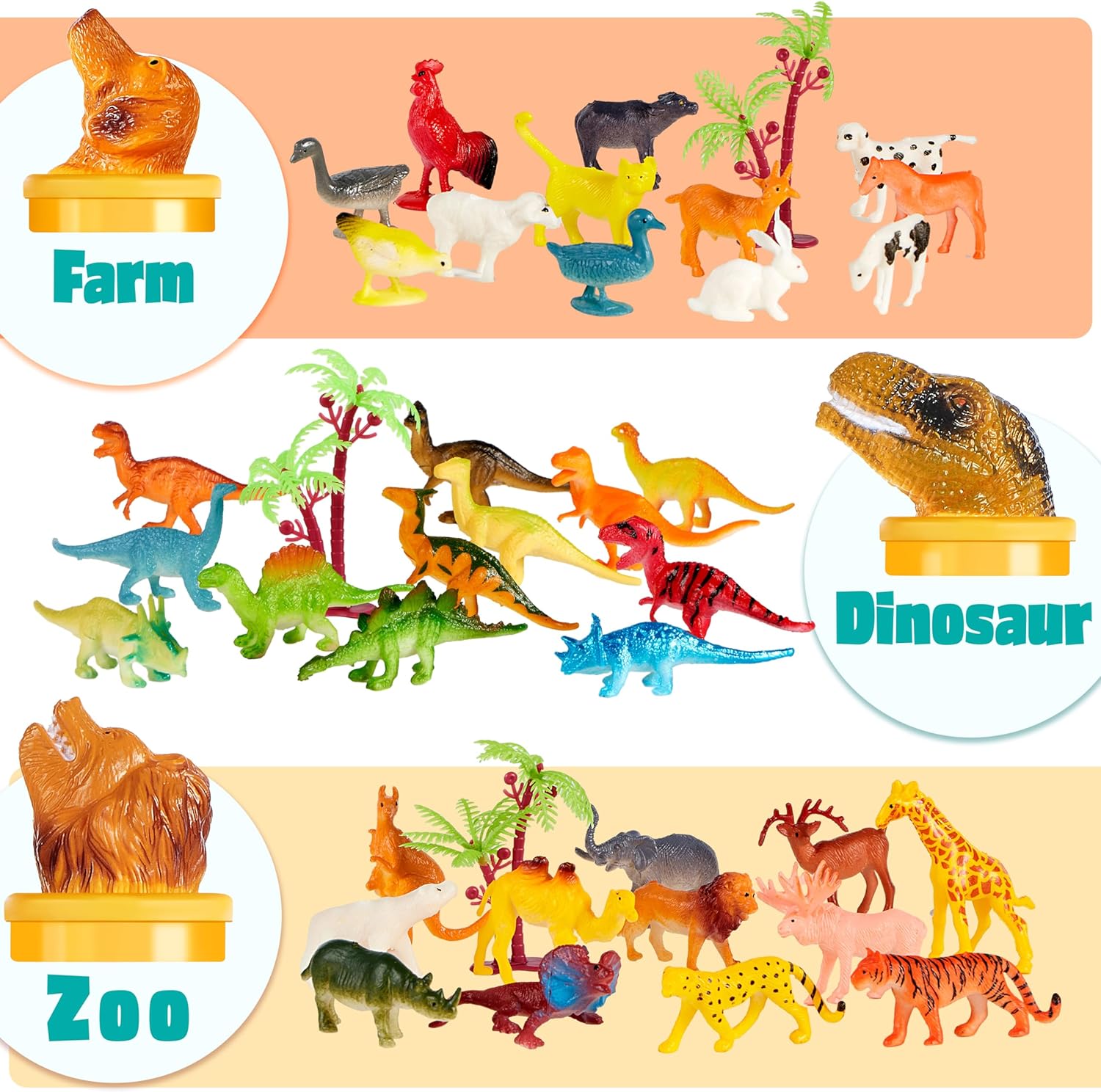 Detalle de JOYIN 69 Pcs Small Animal Figures: A Versatile Mini Jungle Toy Set for Imaginative Play