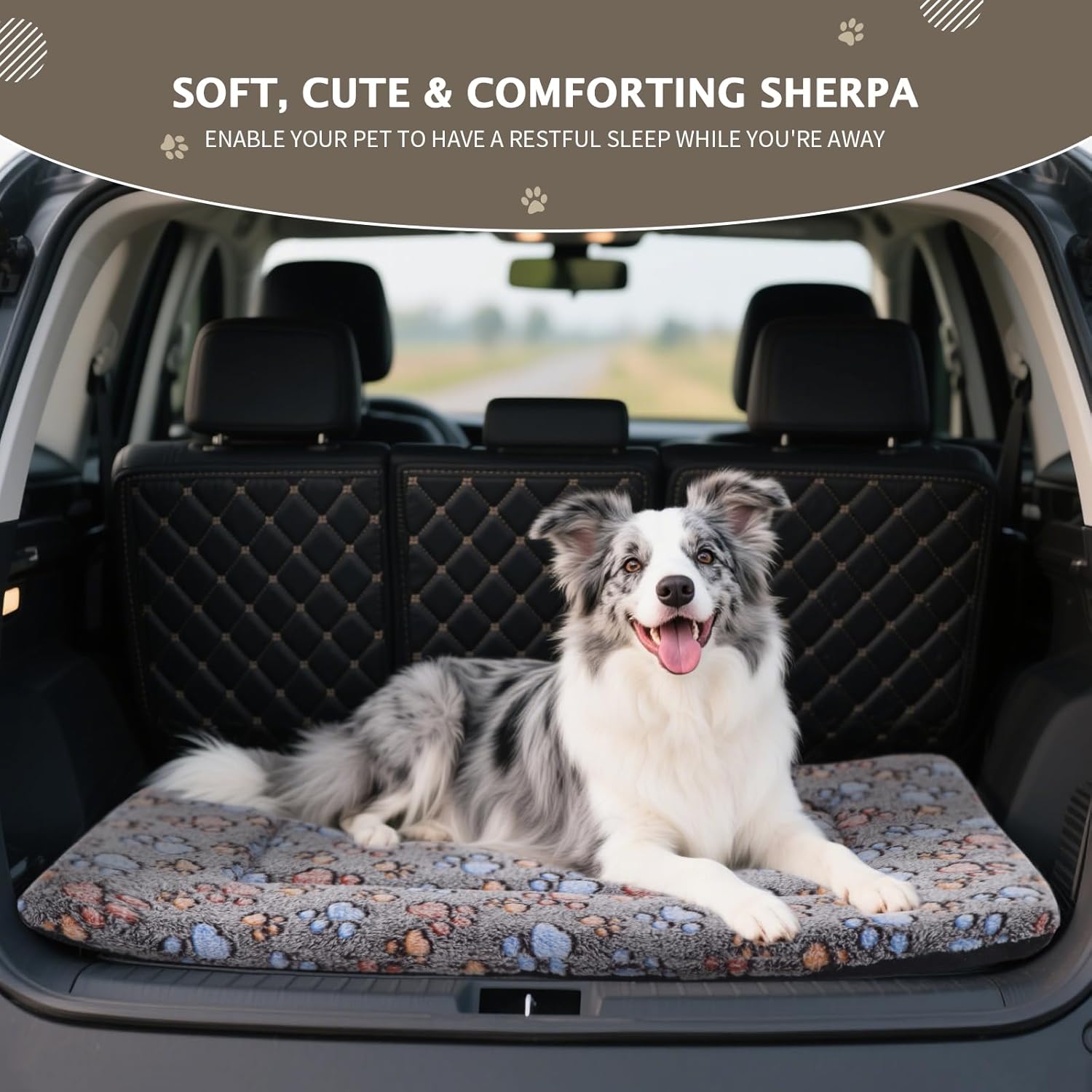 Detalle de BVAGSS Memory Foam Dog Bed 75x50cm – Washable Crate Pad with Anti-Slip Base