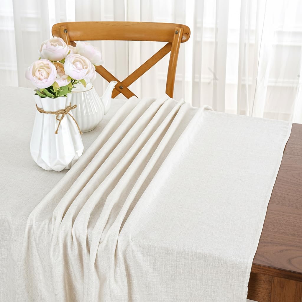 Thumbnail 5 de Tischdecke abwaschbar 100x140 cm in Leinen-Optik aus Polyester – wasserabweisend für Esszimmer, Balkon & Garten (beige)