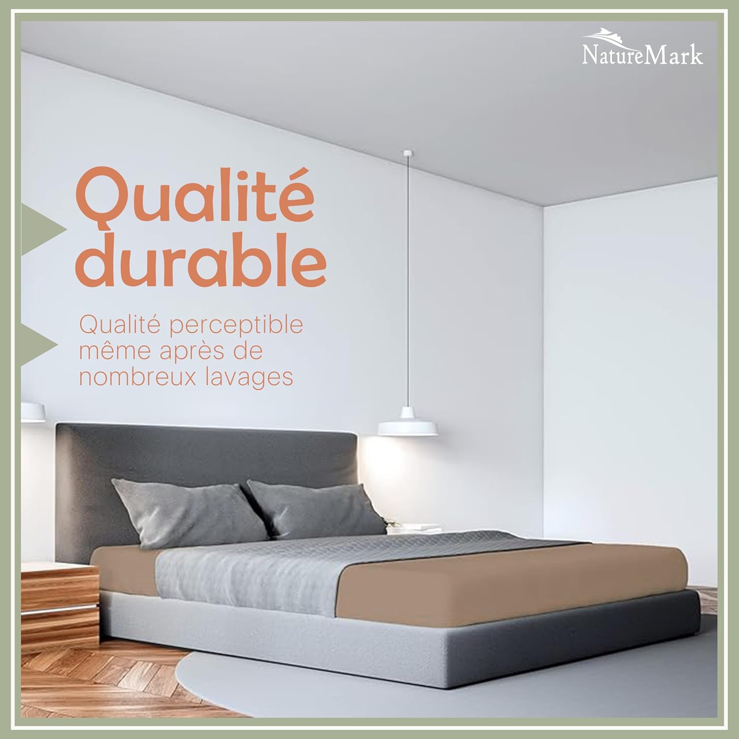 Thumbnail 3 de NatureMark Drap-Housse en Microfibre Brossée – Ultra Doux, Respirant et Hypoallergénique, 90x200 cm, Sable/Beige