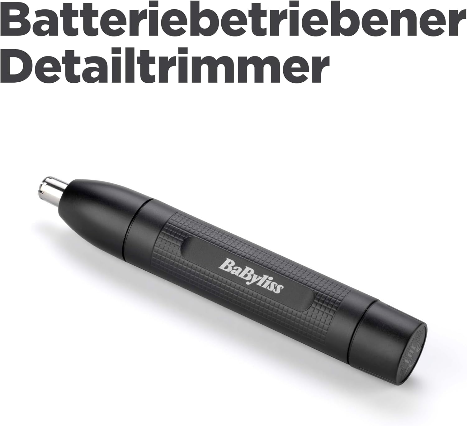 Detalle 2 de BaByliss Nasen- und Ohrenhaarschneider E650E – Präzises 2-Klingen-System, batteriebetrieben, Edelstahl, abnehmbarer Kopf