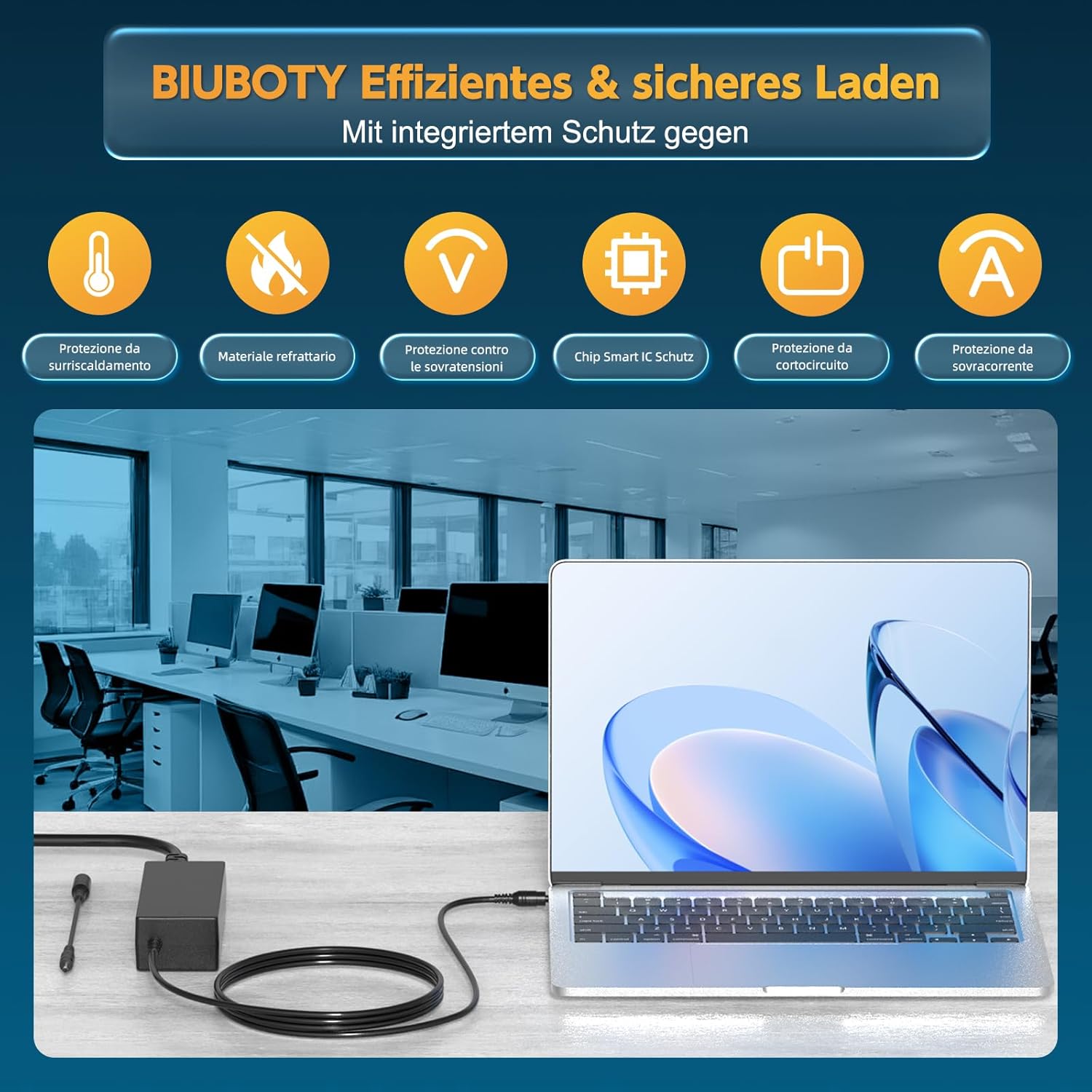 Thumbnail 4 de BIUBOTY 65W Laptop-Netzteil für Acer (19V, 5,5x1,7 mm & 3,0x1,1 mm) – Ladegerät mit 19V/3,42A