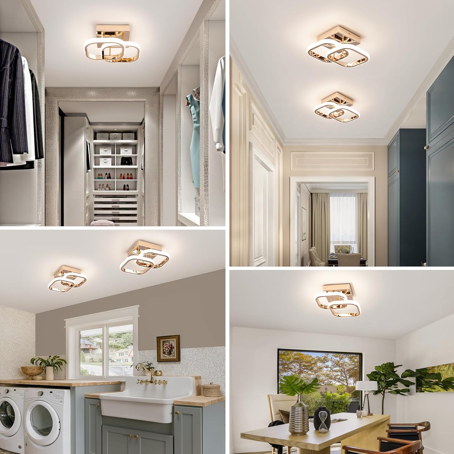 Thumbnail 5 de EIDISUNY 22W LED Square Ceiling Light (Rose Gold) – 4500K Natural White