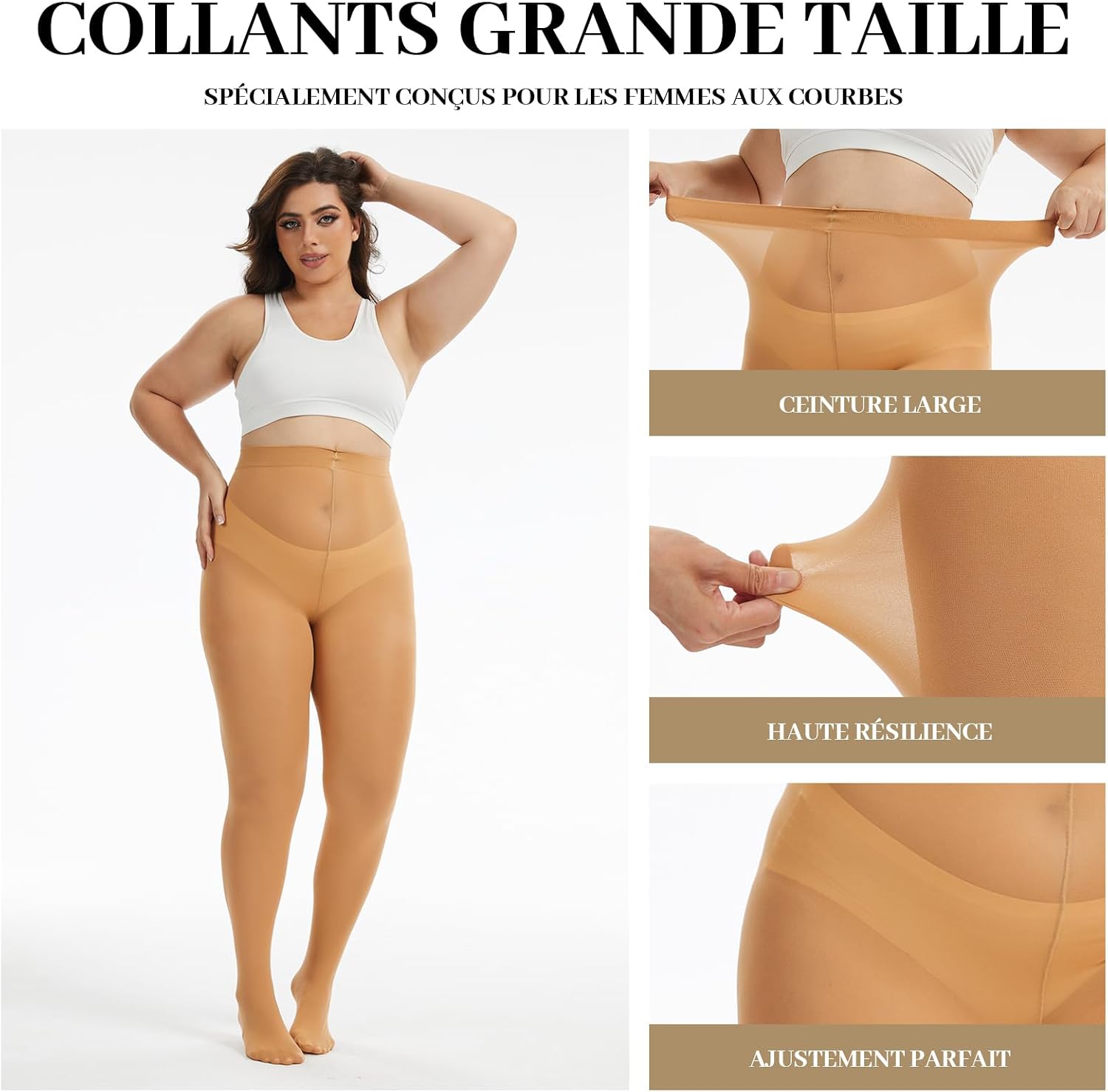 Detalle 2 de LOFIR Collant Femme 80 Deniers, taille haute XL ⚙