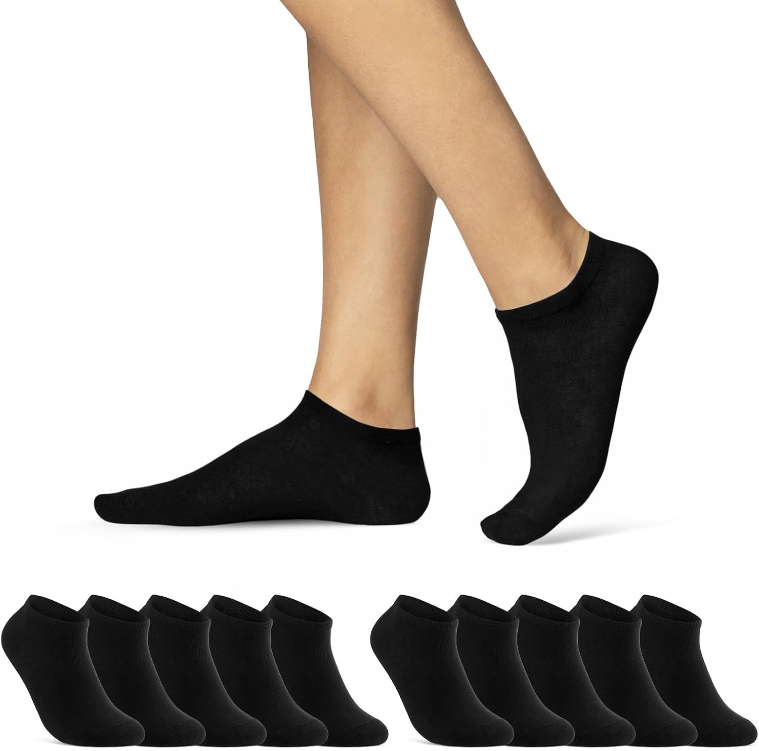 Thumbnail 6 de 10 | 20 | 30 Paar Sneaker Socken Herren Damen – Schwarz, Weiß, Grau, Baumwolle