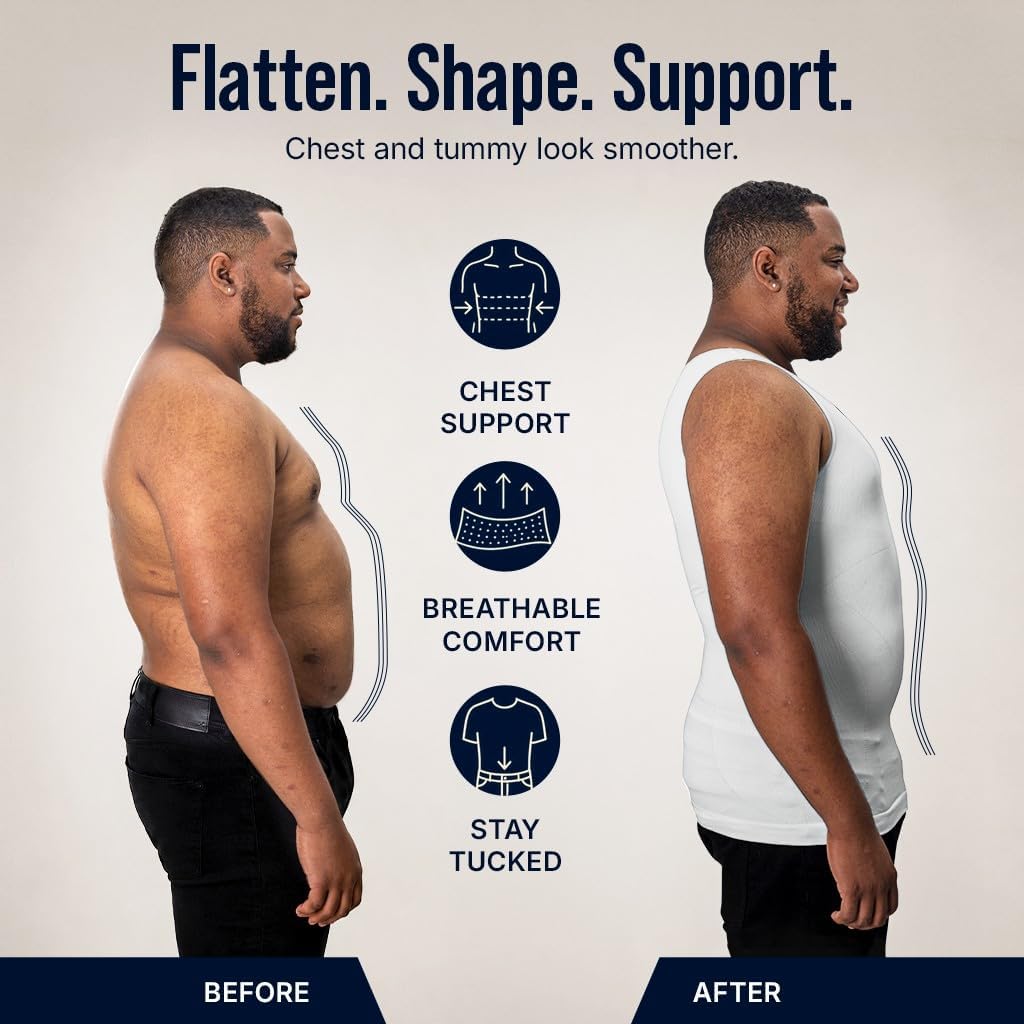 Thumbnail 2 de QORE LOGIQ Gynecomastia Compression Shirts for Men — Slimming Tank Top for Big & Tall builds