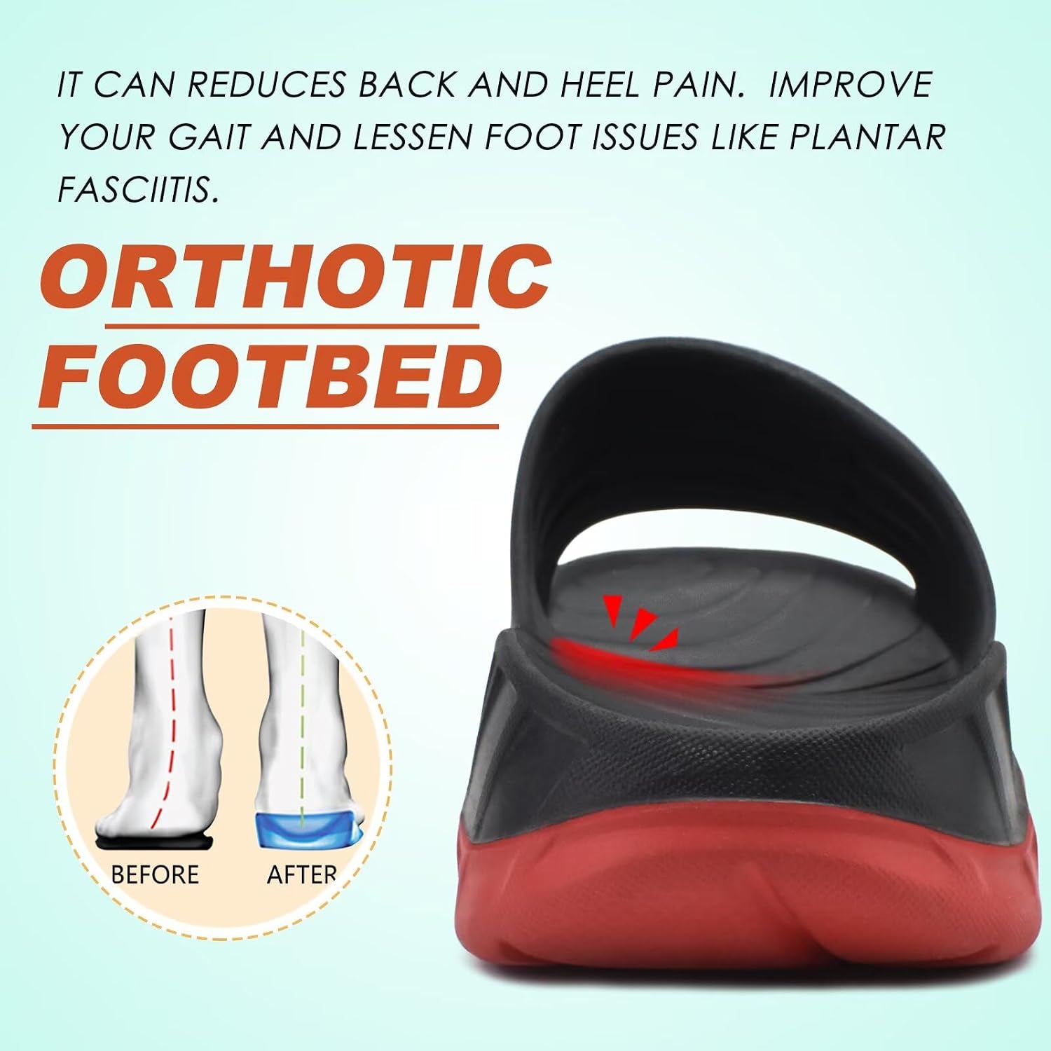 Detalle de KuaiLu Men's Recovery Sandals with Orthotic Arch Support