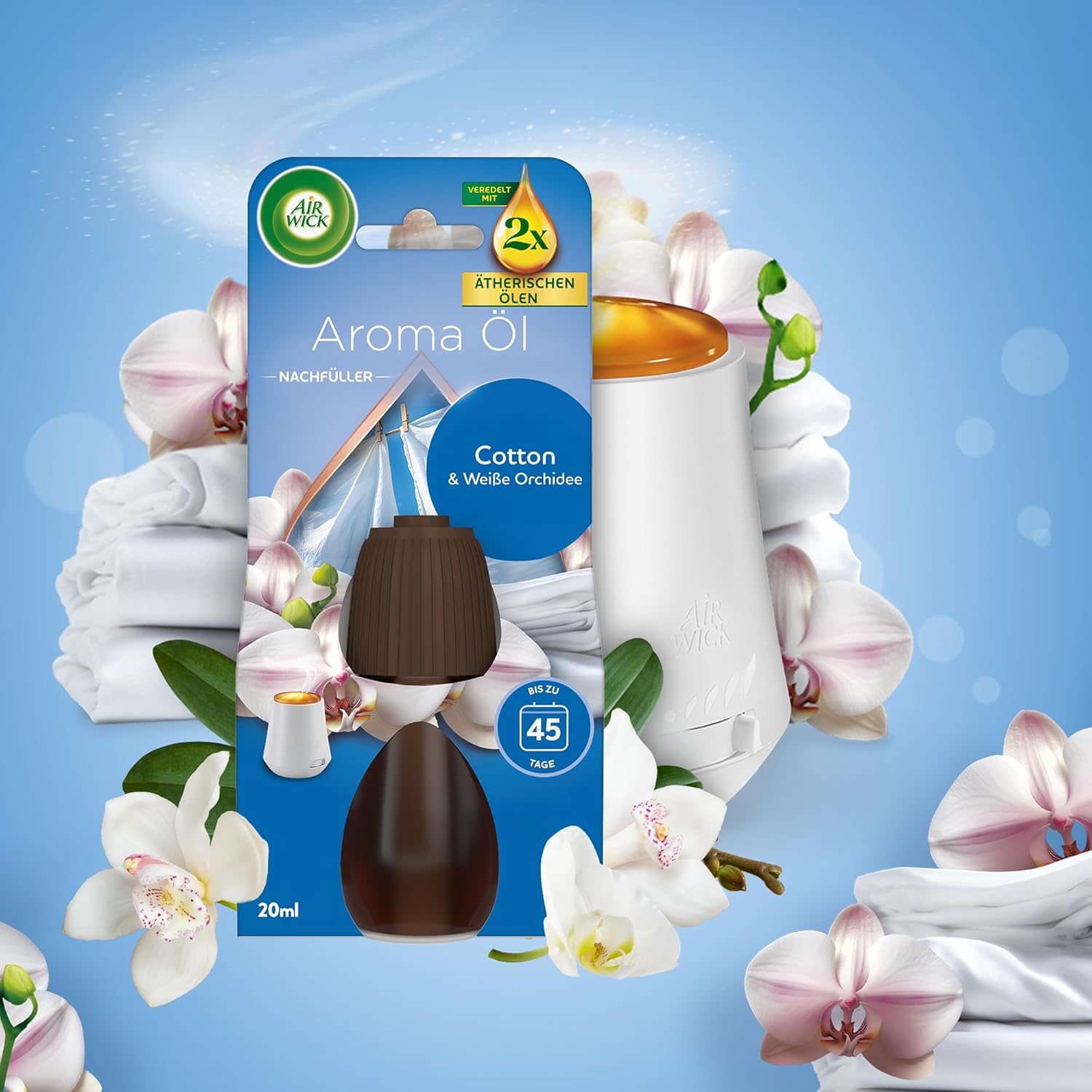Thumbnail 2 de Air Wick Aroma-Öl Vorteilspack – 6x 20 ml Nachfüller Cotton & Weiße Orchidee