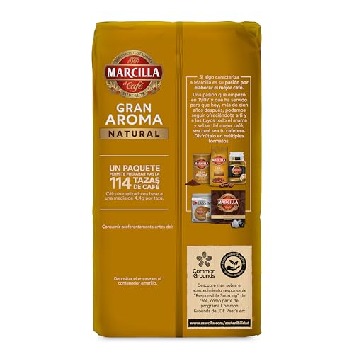 Detalle de Marcilla Café Molido Natural 500 g – Intensidad 8 para cafetera italiana, filtro o pistón